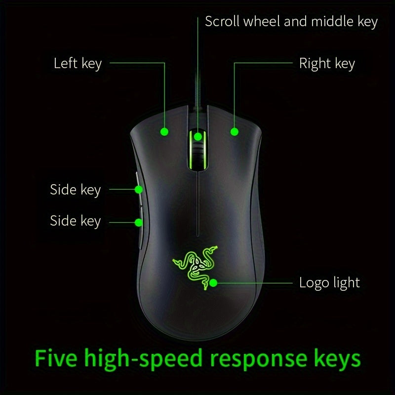 Razer DeathAdder Essential Gaming Mouse: 16, 000 DPI Optical Sensor - Chroma RGB Lighting - 7 Programmable Buttons - Mechanical Switches - Rubber Side Grips