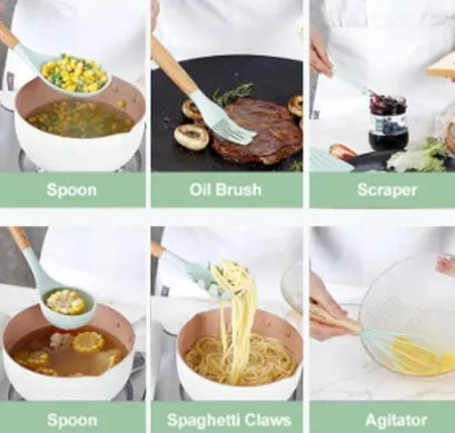 Kit 12 Peças Utensílios de Cozinha em Silicone com Suporte
