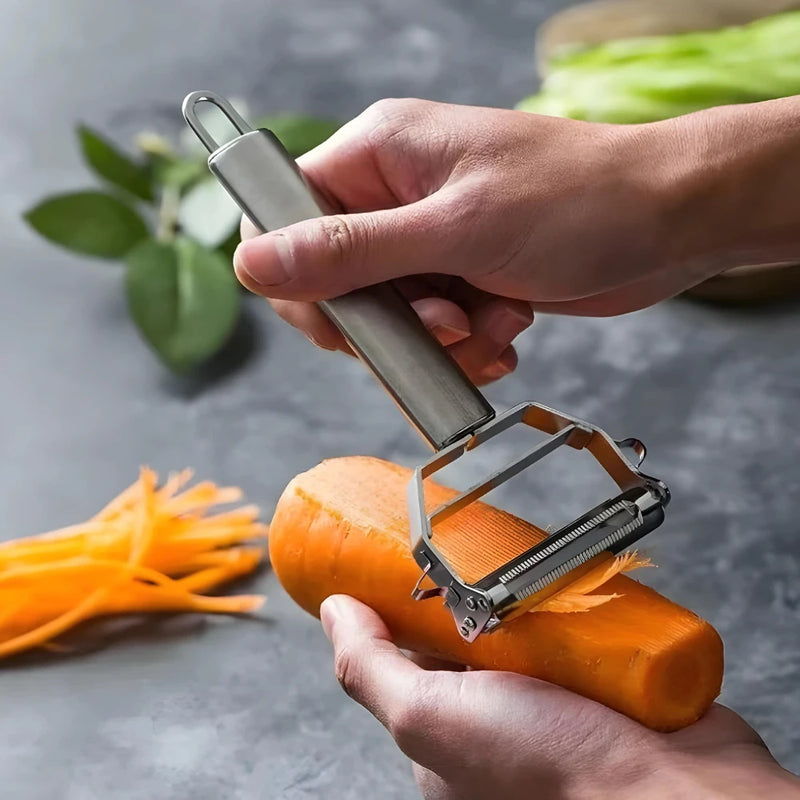 Kit 3 Descascadores e Fatiadores Inox para Frutas e Legumes 🍎🥕