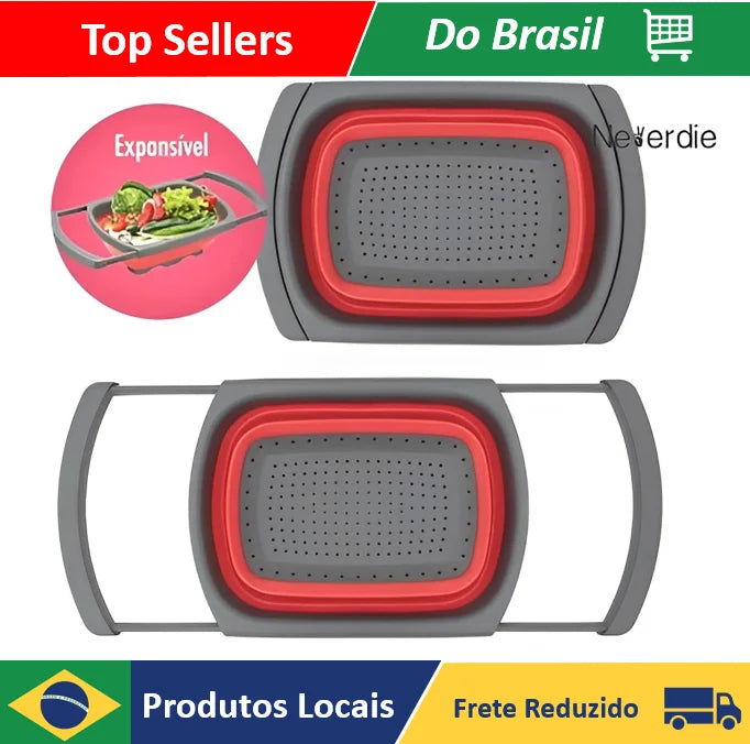 Escorredor Retrátil de Silicone com Alças
