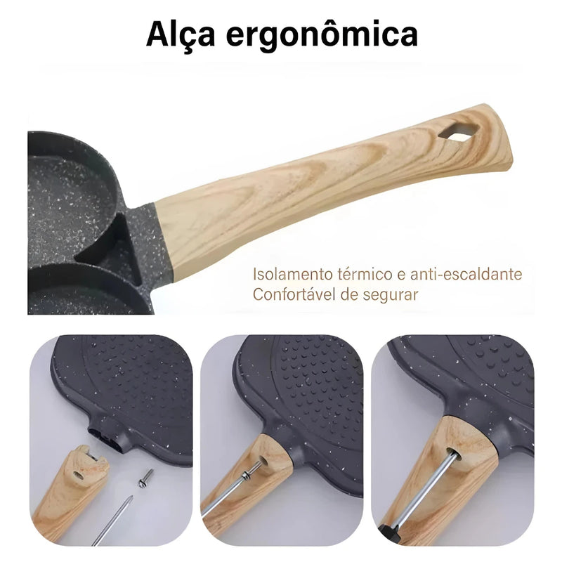 Frigideira Antiaderente 3 Divisórias Multiuso