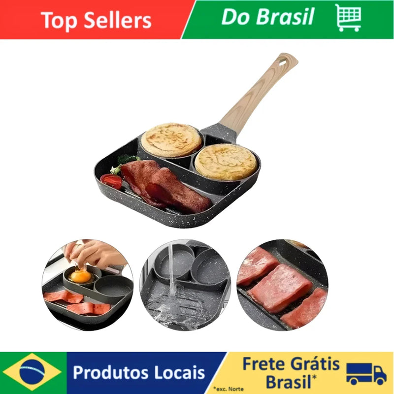 Frigideira Antiaderente 3 Divisórias Multiuso