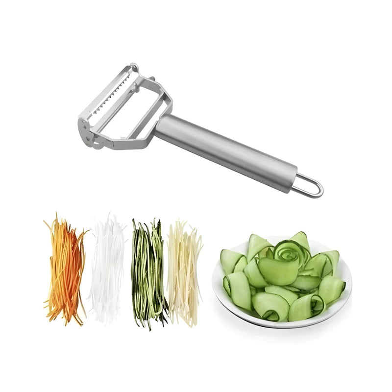 Kit 3 Descascadores e Fatiadores Inox para Frutas e Legumes 🍎🥕