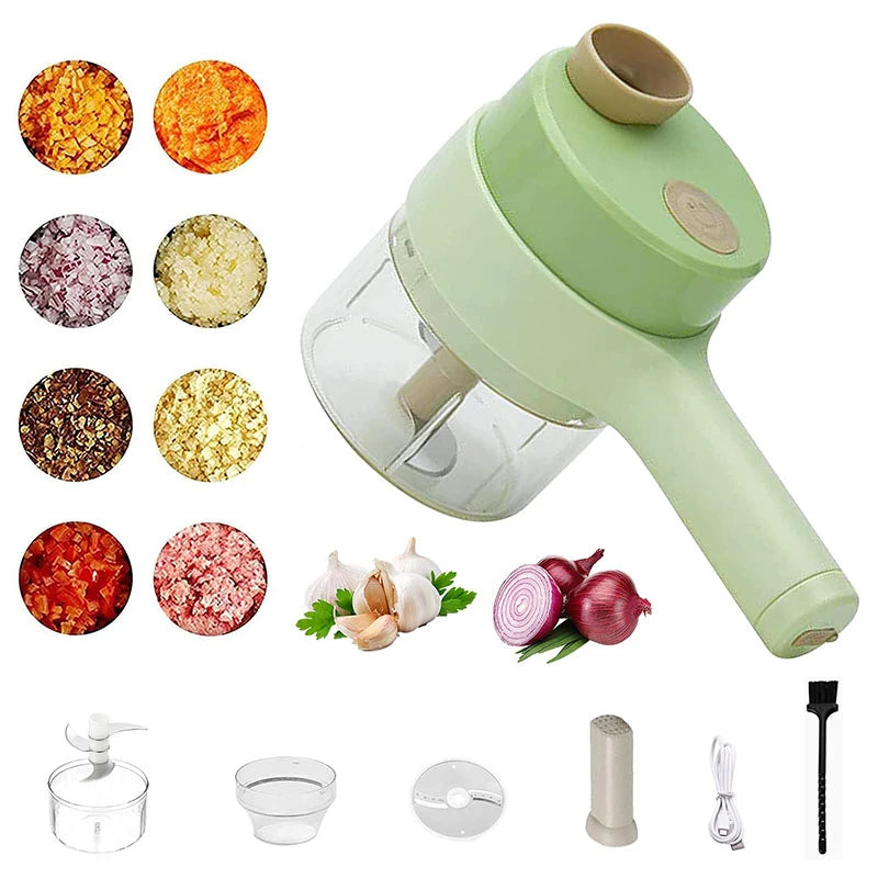 Cortador Elétrico de Legumes 4 em 1 sem Fio, com Carregador