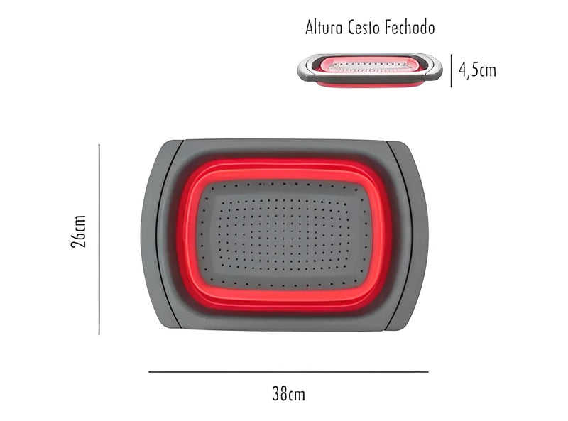 Escorredor Retrátil de Silicone com Alças