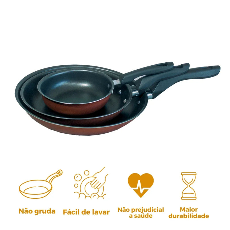 Kit Frigideiras Antiaderentes 3 Peças com Frita Ovo – Globalflon
