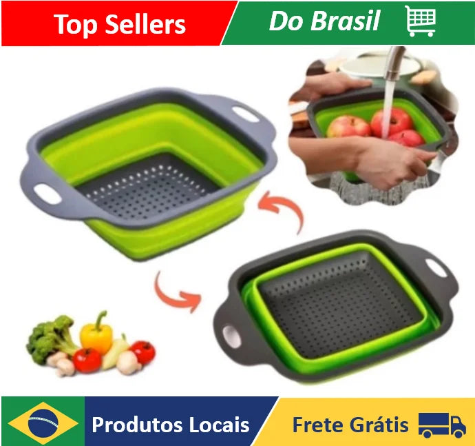 Escorredor de Silicone Retrátil Quadrado Multiuso