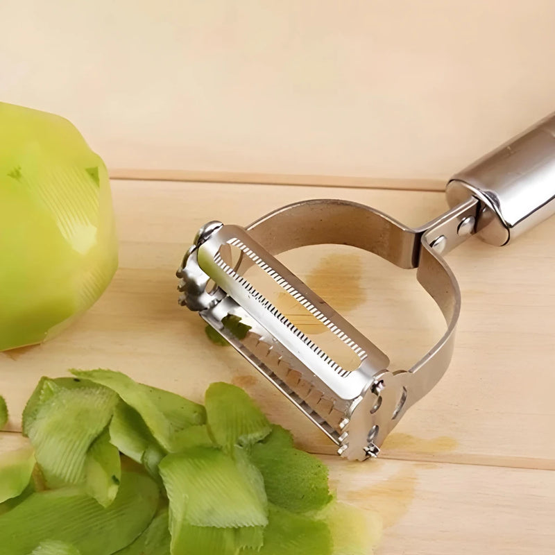 Kit 3 Descascadores e Fatiadores Inox para Frutas e Legumes 🍎🥕