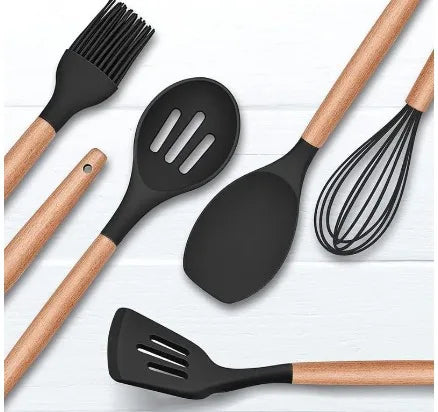Kit 12 Peças Utensílios de Cozinha em Silicone com Suporte