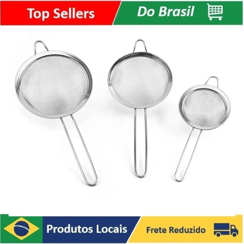 Peneiras Inox para Cozinha – Kit 3 Peças